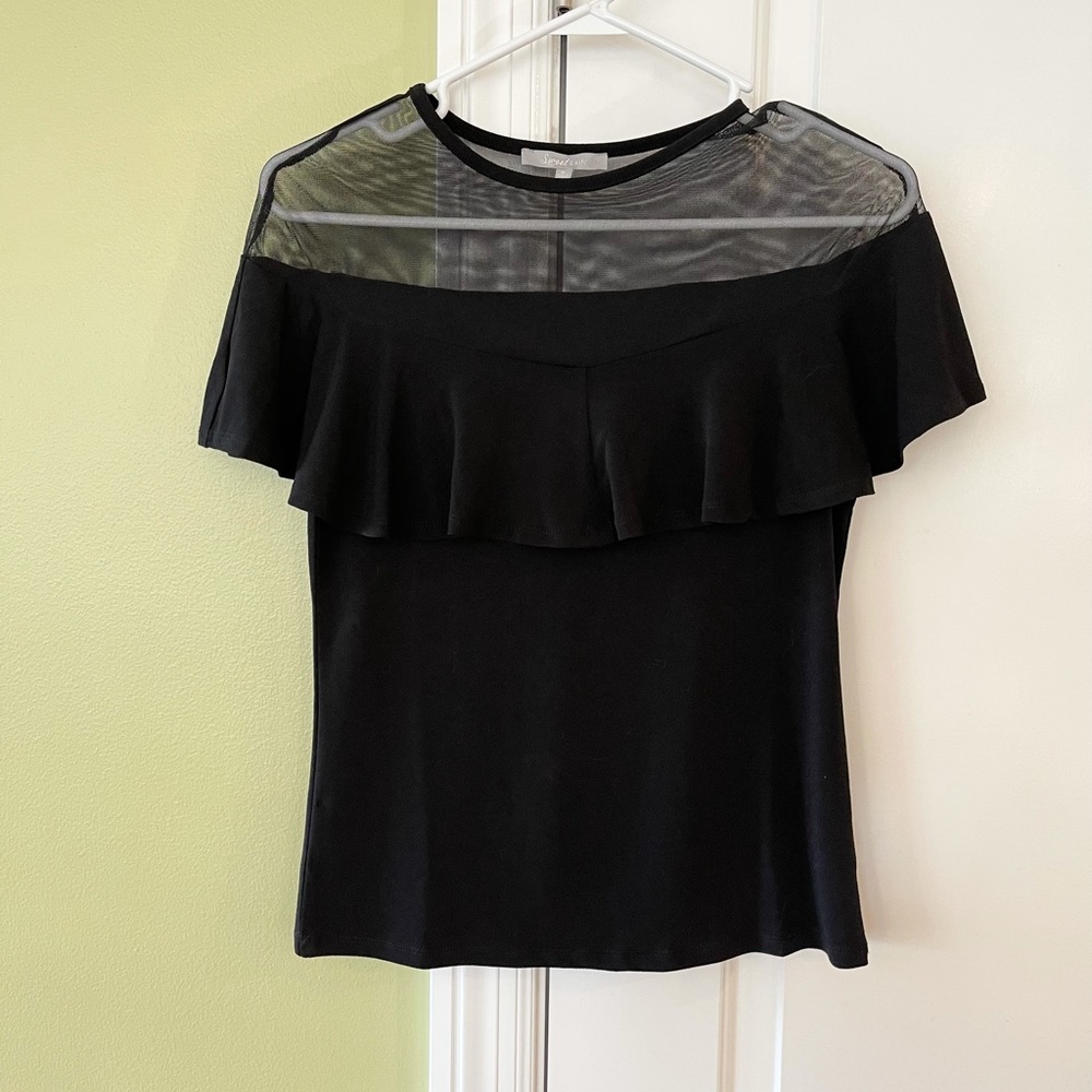 NWOT Black Mesh Blouse